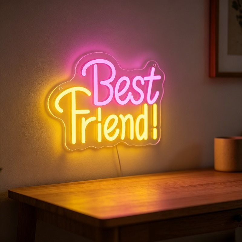 Bedroom Lighting Decor Ideas - Неоновая вывеска «Лучшая подруга» с регулируемой
