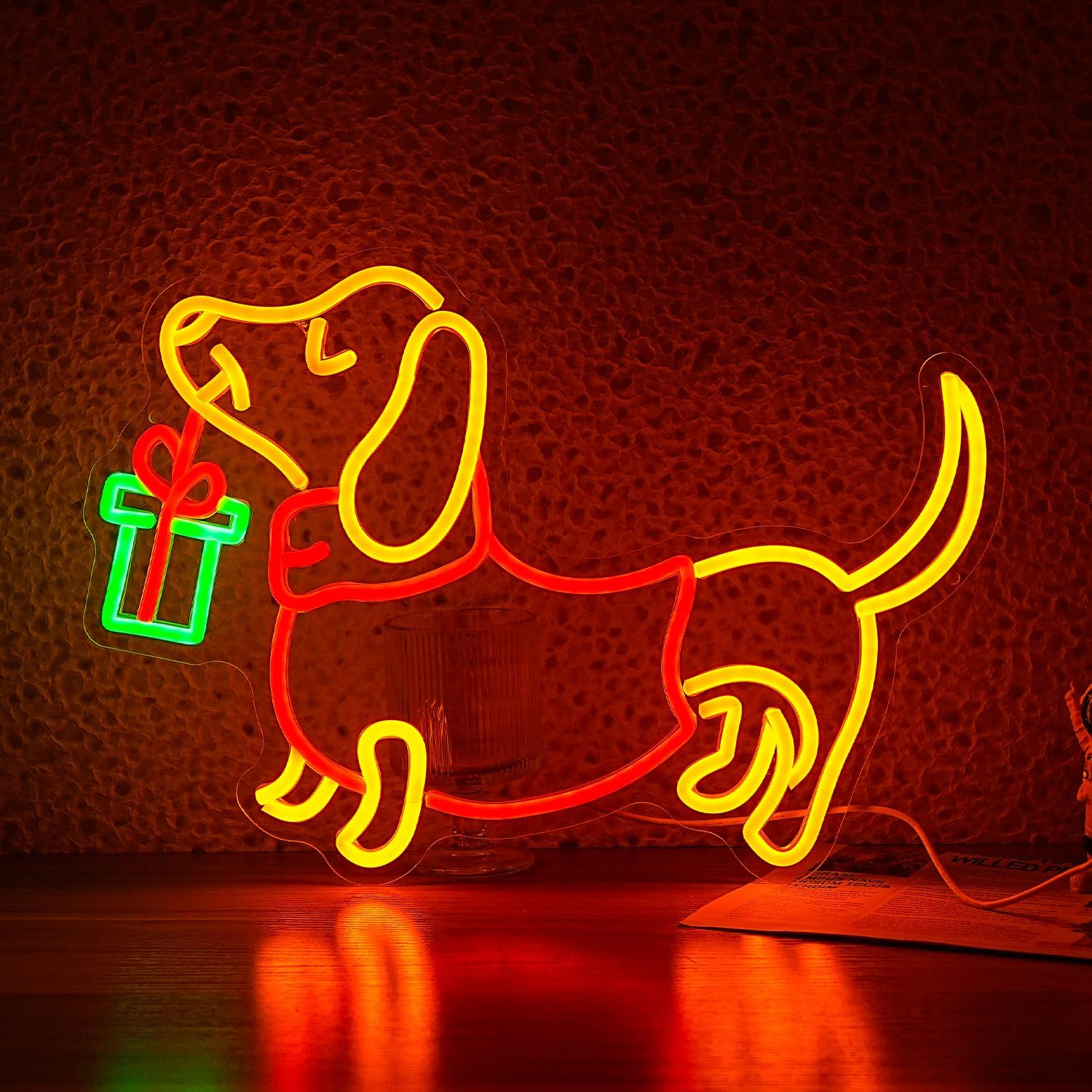 Bedroom Lighting Decor Ideas - USB затемняемая неоновая вывеска таксы, светодиодный