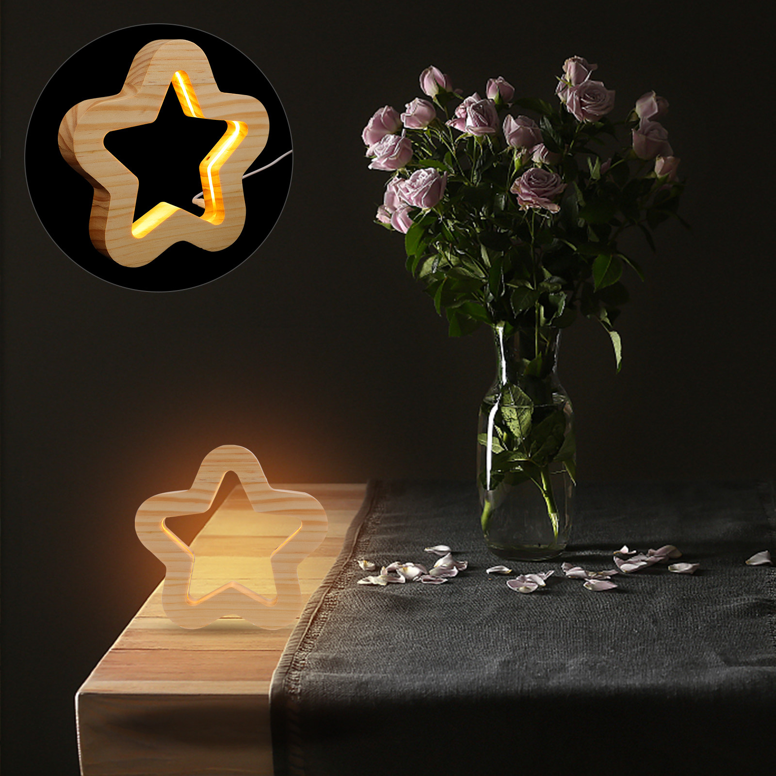 Bedroom Lighting Decor Ideas - Деревянный ночник в форме звезды с